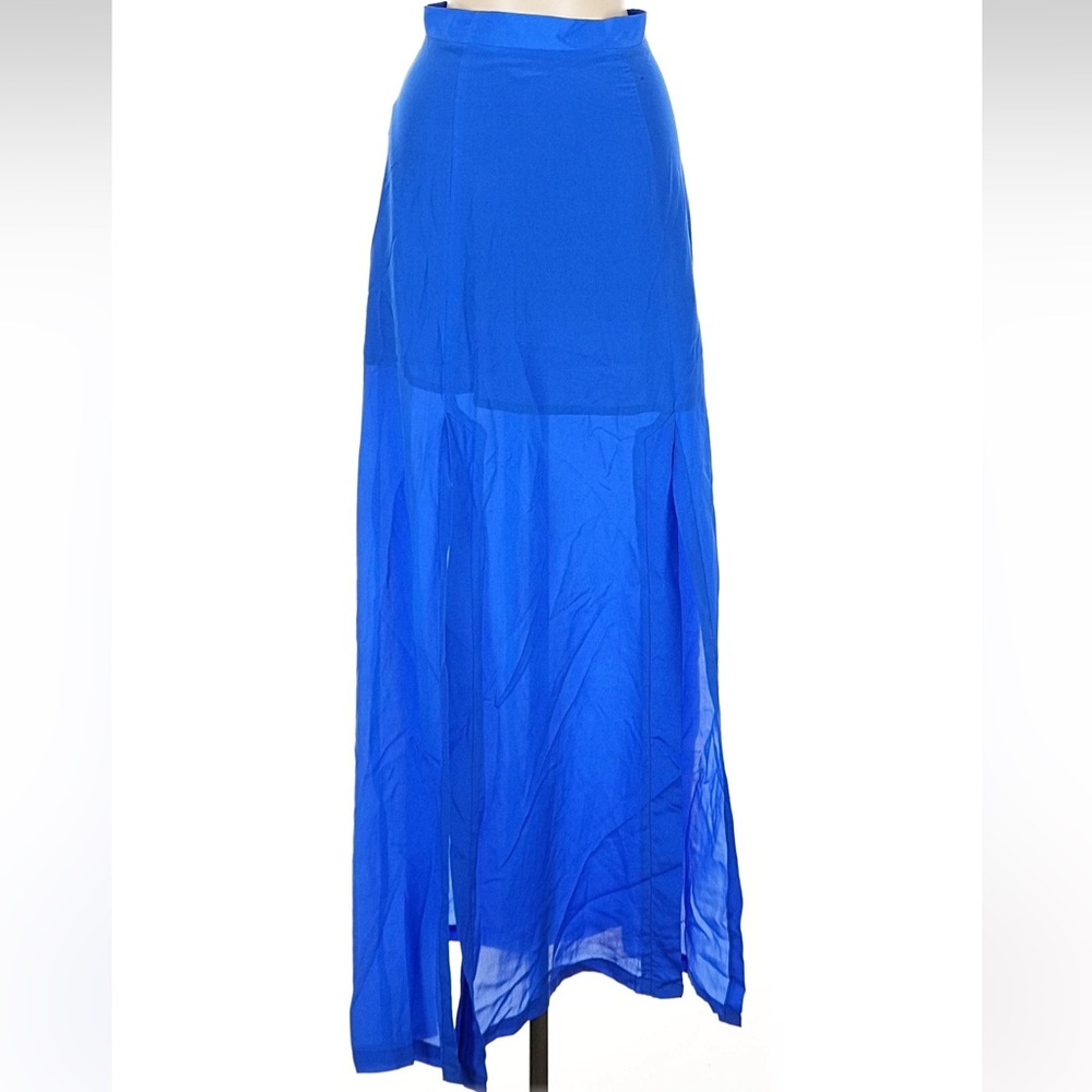 Elegant Blue Maxi Skirt Silk